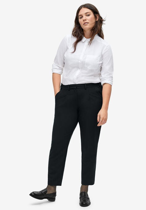 Cropped Pleat Front Trousers By Ellos Plus Size Work Pants