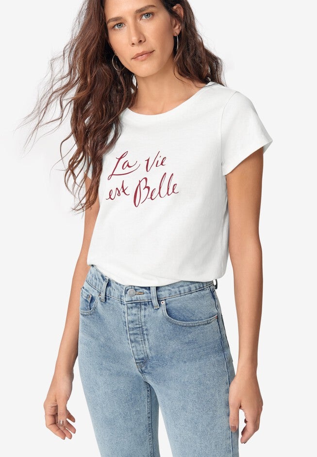 Modern Graphic Tee, WHITE, hi-res image number null