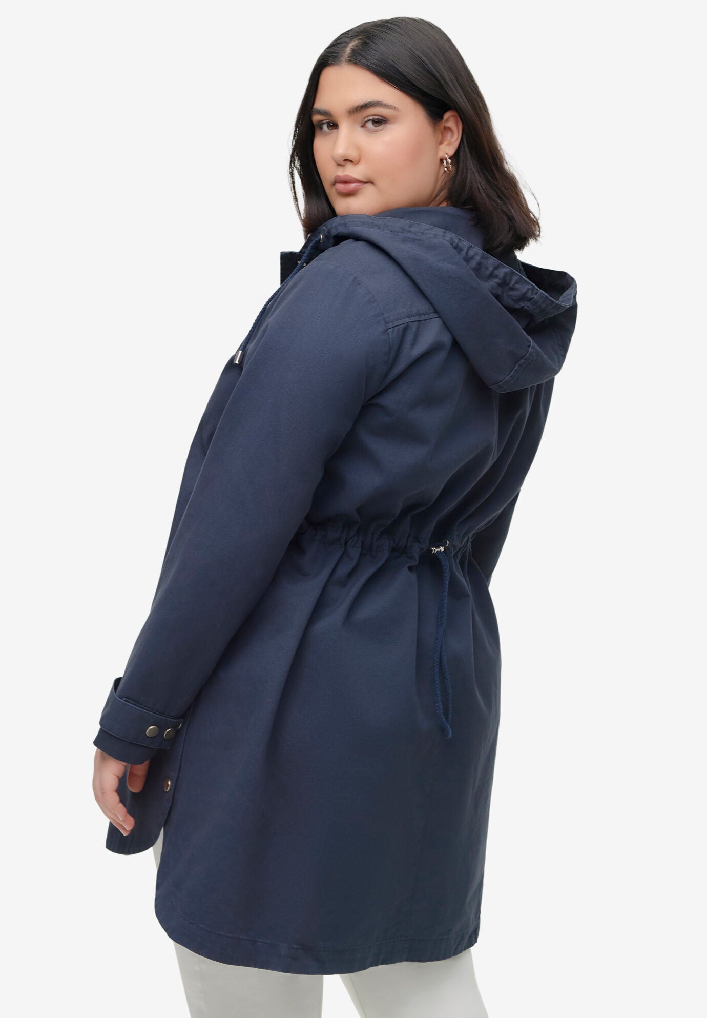 Hooded Twill A-Line Jacket, , on-hover image number 1