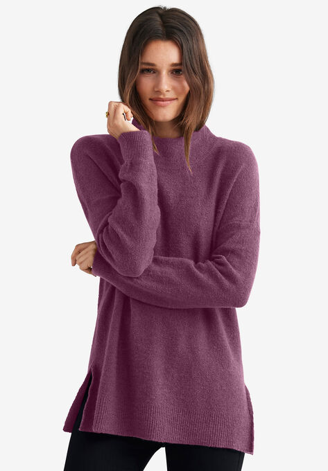 Mockneck Tunic Sweater, FIG, hi-res image number null