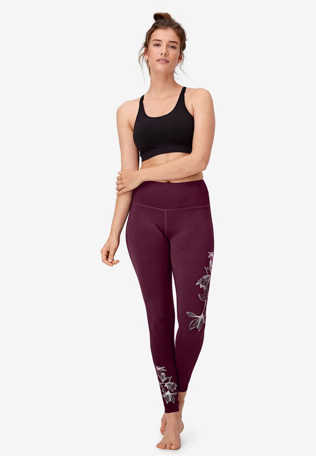 Floral Print Leggings by ellos®, MIDNIGHT BERRY, hi-res image number null