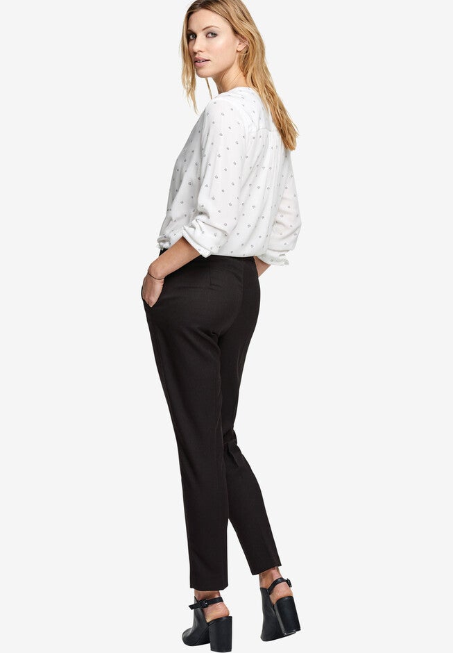 Slim Back Elastic Cropped Pants, , alternate image number 2