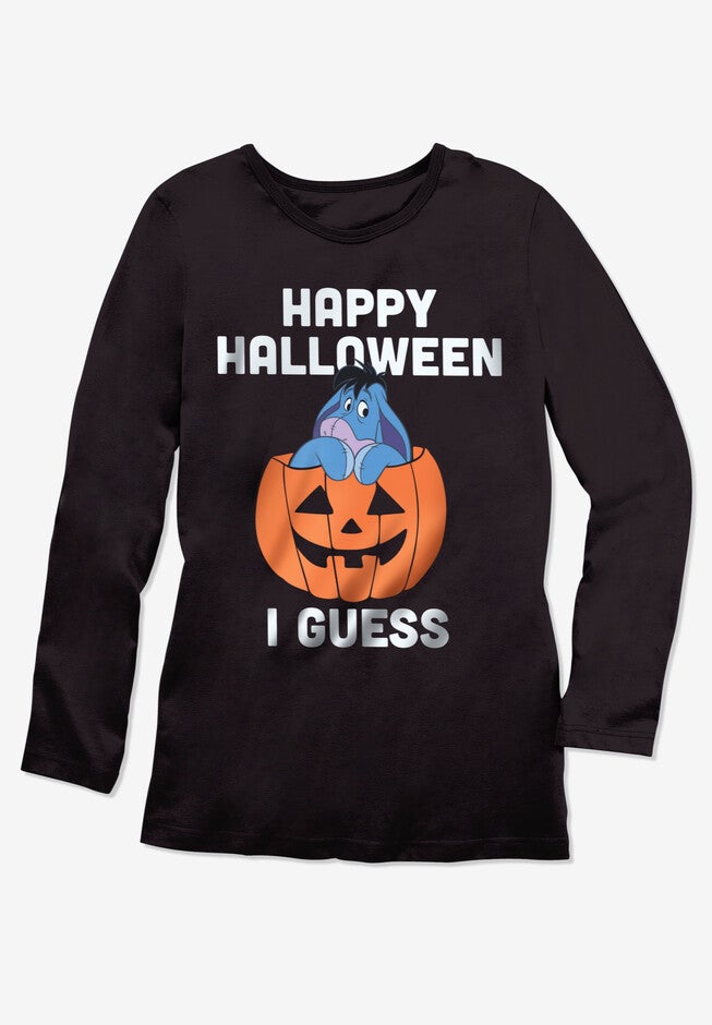 Disney Women's Long Sleeve Crew Tee Halloween Black Eeyore, , alternate image number 1
