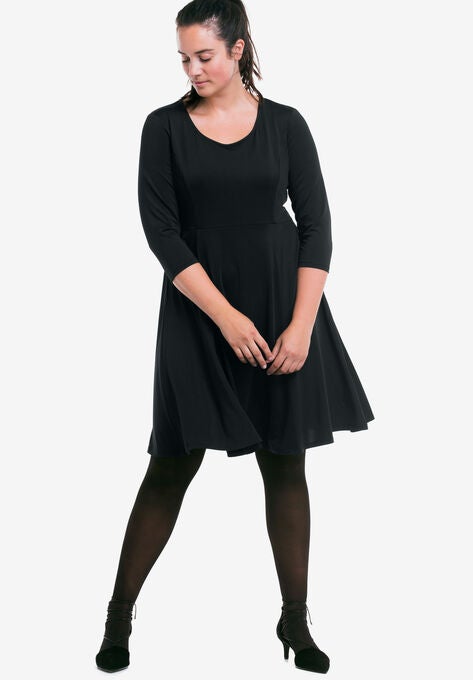 Fit And Flare Knit Dress By Ellos Plus Size Casual Dresses