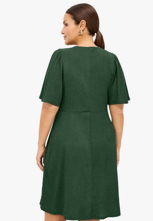 Textured Knit Empire Dress, , on-hover image number 1