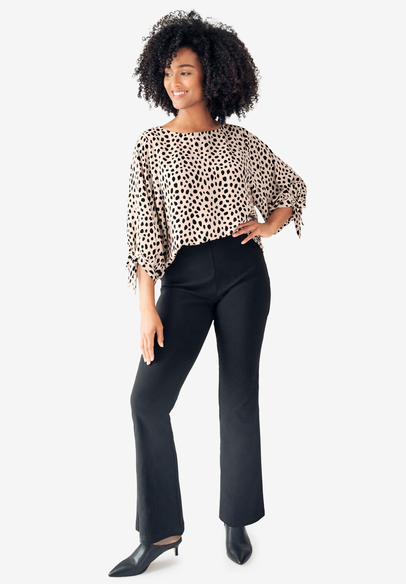 Stretch Bootcut Pants With Side Zip, , alternate image number 2