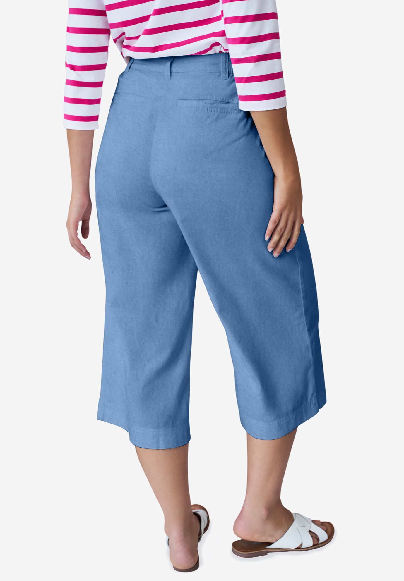 Lightweight Wide-Leg Crop Mid-Rise Jeans