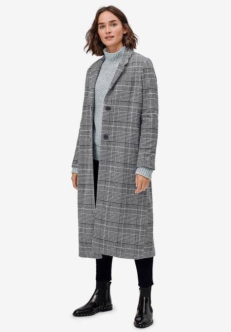Wool Blend Long Plaid Coat By Ellos Plus Size Wool Coats