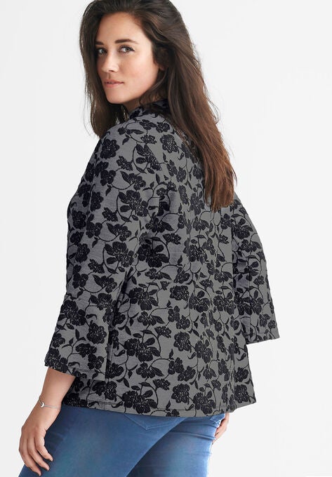 Mock Neck Jacquard Top, , on-hover image number null