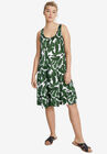 Crossover Back Tank Dress, WHITE DOT LEAF PRINT, hi-res image number null