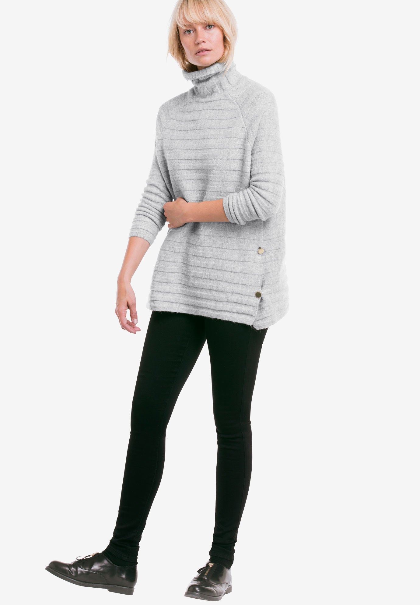 Side Button Turtleneck Sweater, , alternate image number 2