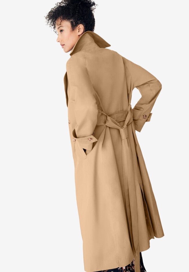 Double-Breasted Belted Trench Raincoat, , on-hover image number null