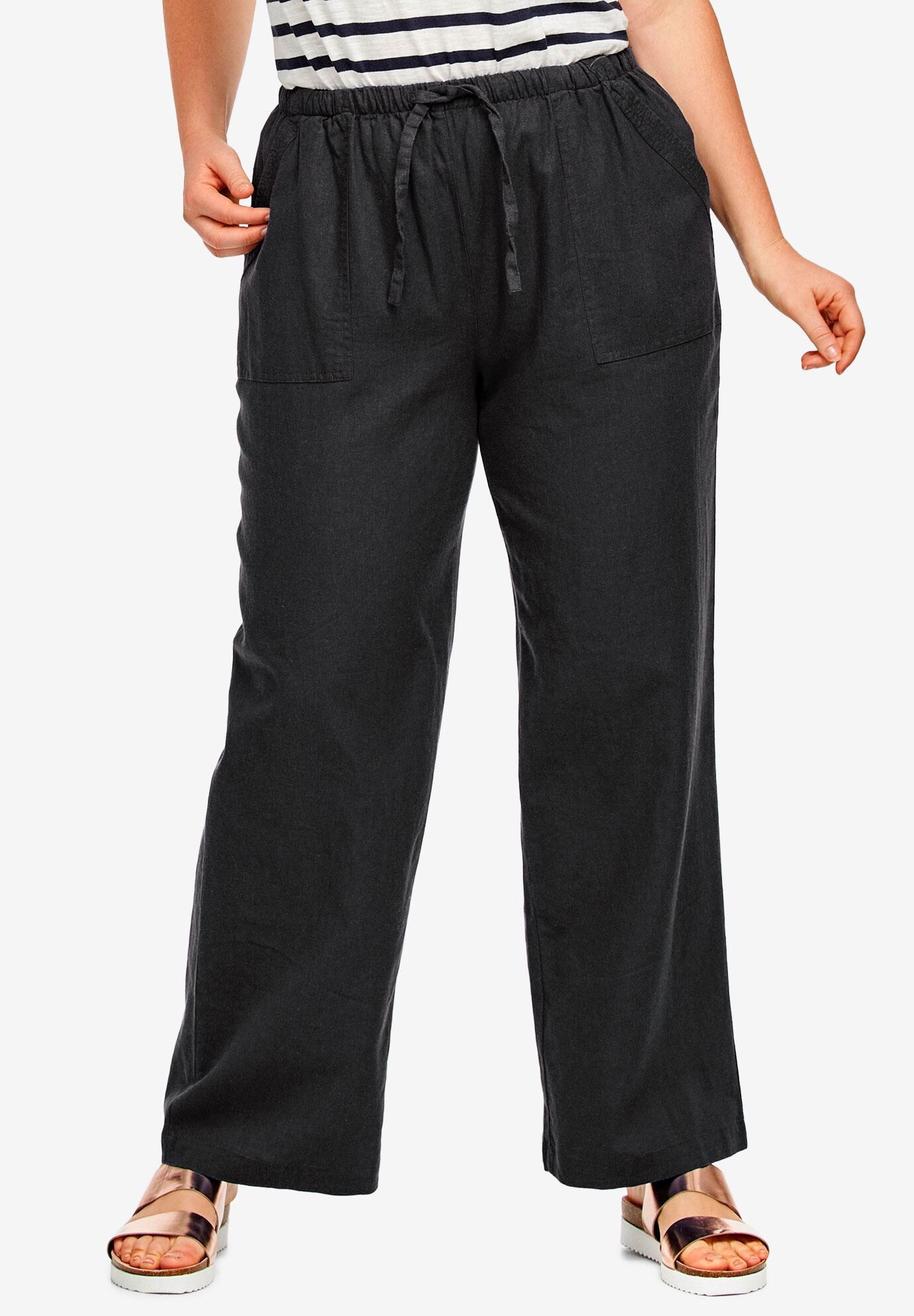 Linen-Blend Drawstring Pants