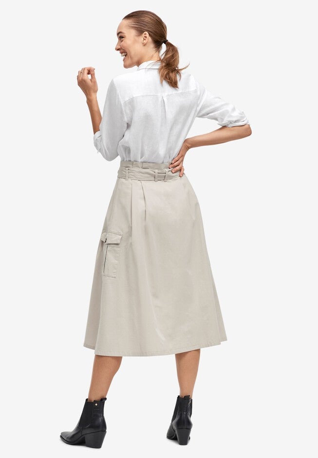 Button-Front Chino Skirt, , on-hover image number 1