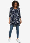 High/Low Henley Tunic, NAVY FLORAL PRINT, hi-res image number null