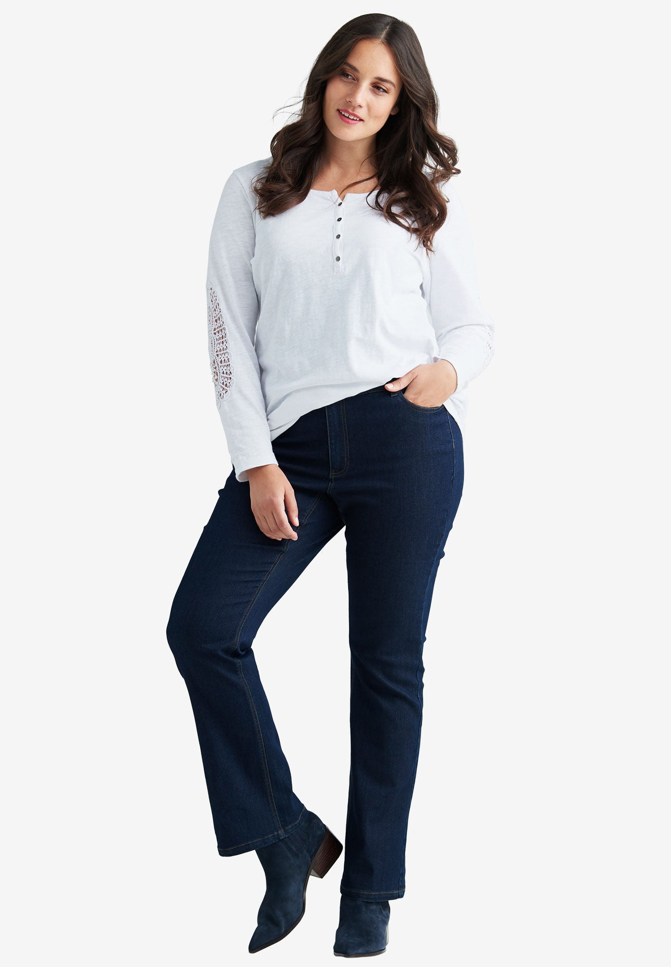 Crochet Trim Henley, , alternate image number 4