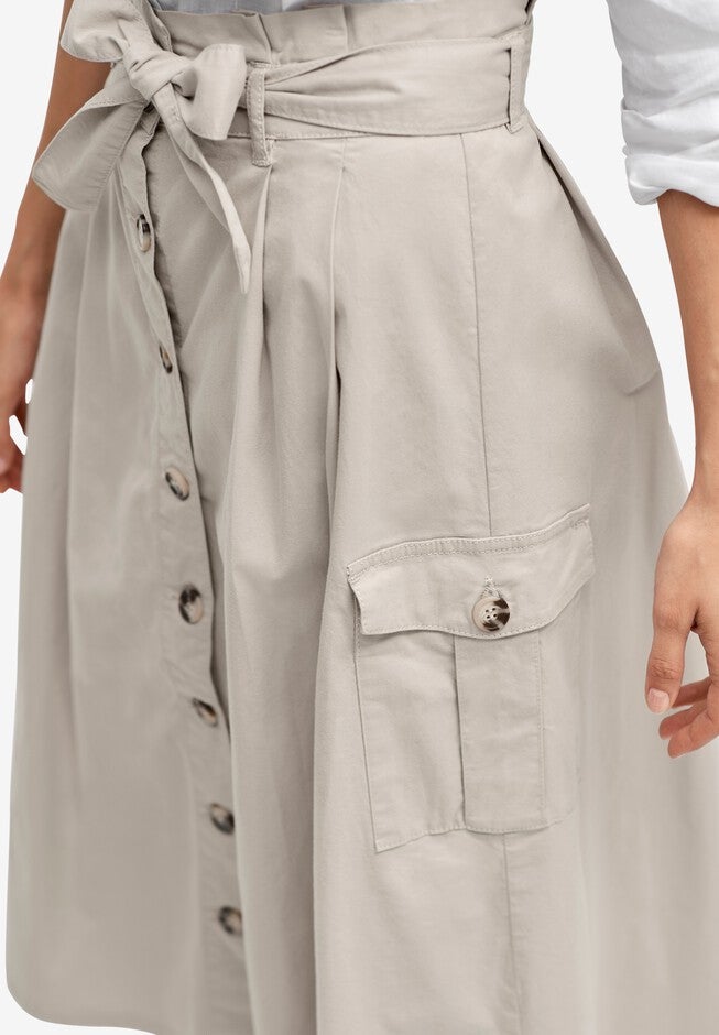 Button-Front Chino Skirt, , alternate image number 2