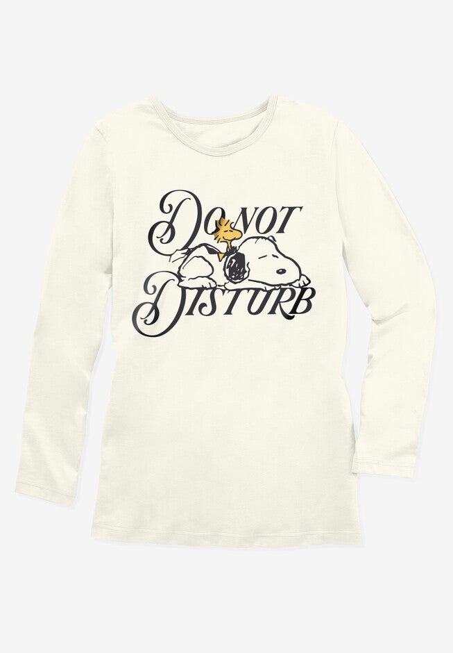 Peanuts Women's Long Sleeve Crew Tee Ivory Snoopy, , alternate image number null