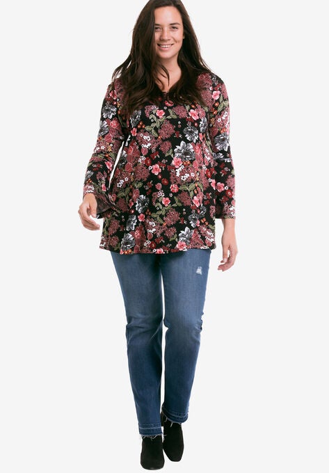 Bell Sleeve A-Line Knit Tunic, , alternate image number null
