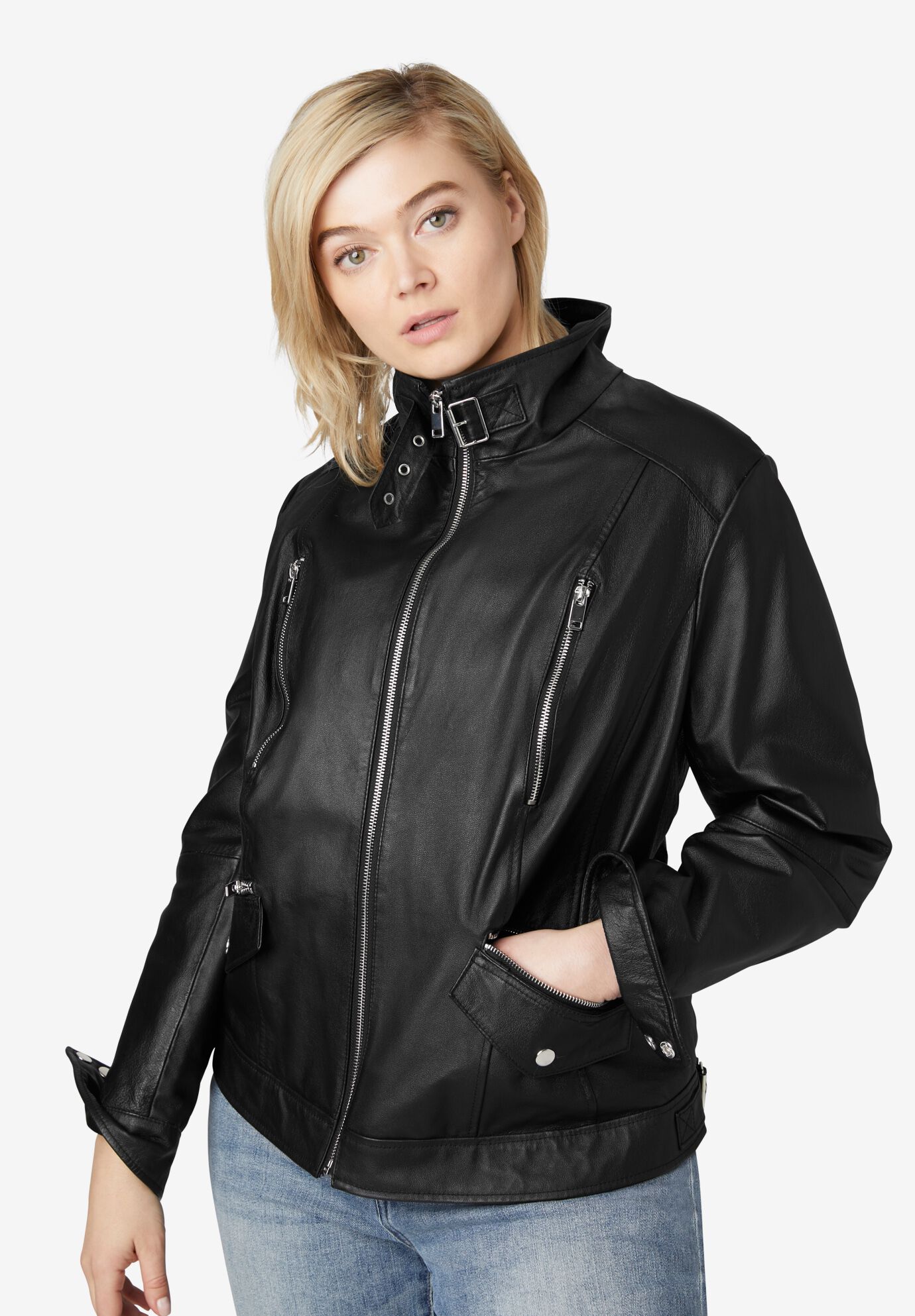 Leather jacket outlet top