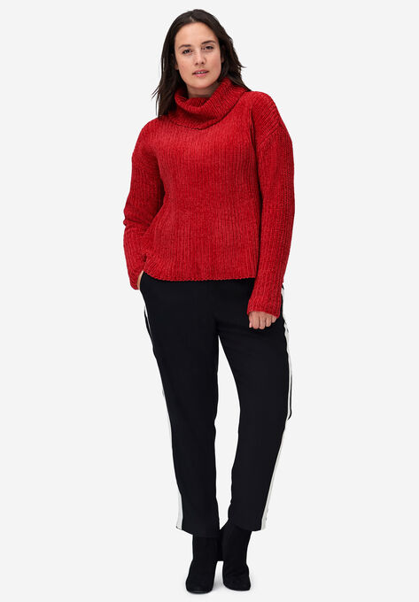 Chenille Turtleneck Sweater, POPPY RED, hi-res image number null