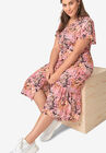 Button-Front Flounce Hem Dress, , alternate image number null
