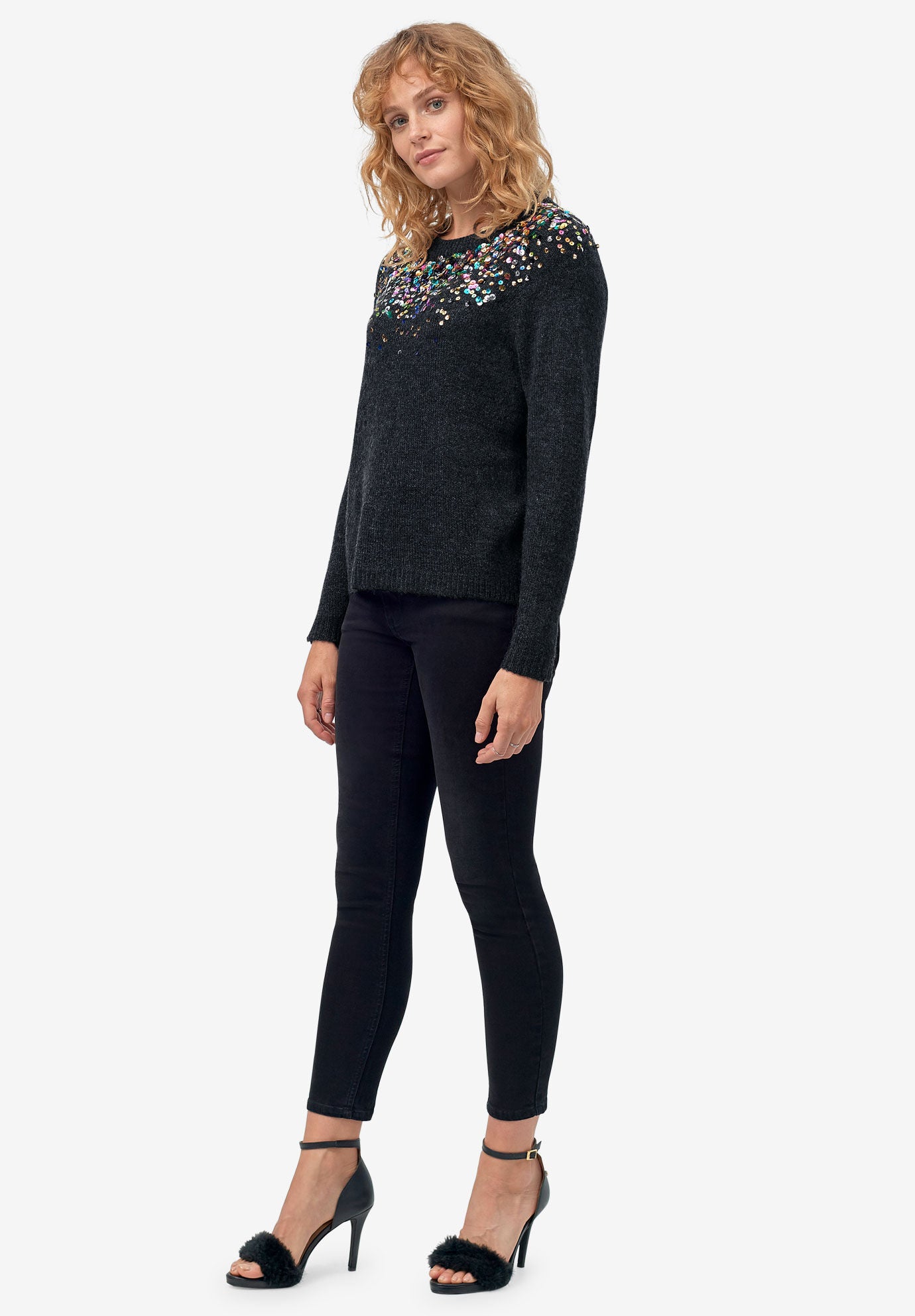Sequin Yoke Pullover, , alternate image number 3
