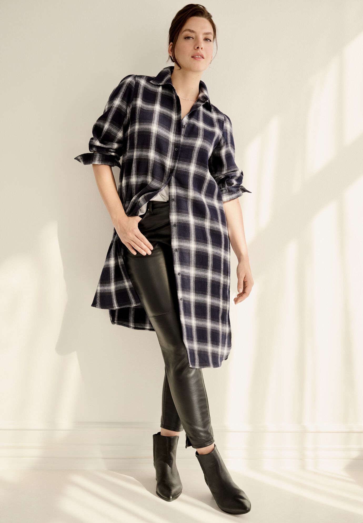 Flannel Button-Front Mega Tunic, , alternate image number 3