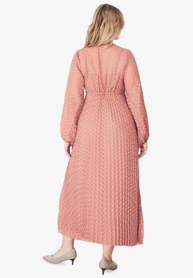 Sheer Textured Drawstring Waist Maxi Dress, , on-hover image number null