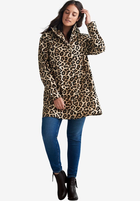 Animal Print Hooded Raincoat, ANIMAL PRINT, hi-res image number null