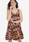 Crossover Back Tank Dress, BLACK PINK PRINT, hi-res image number null