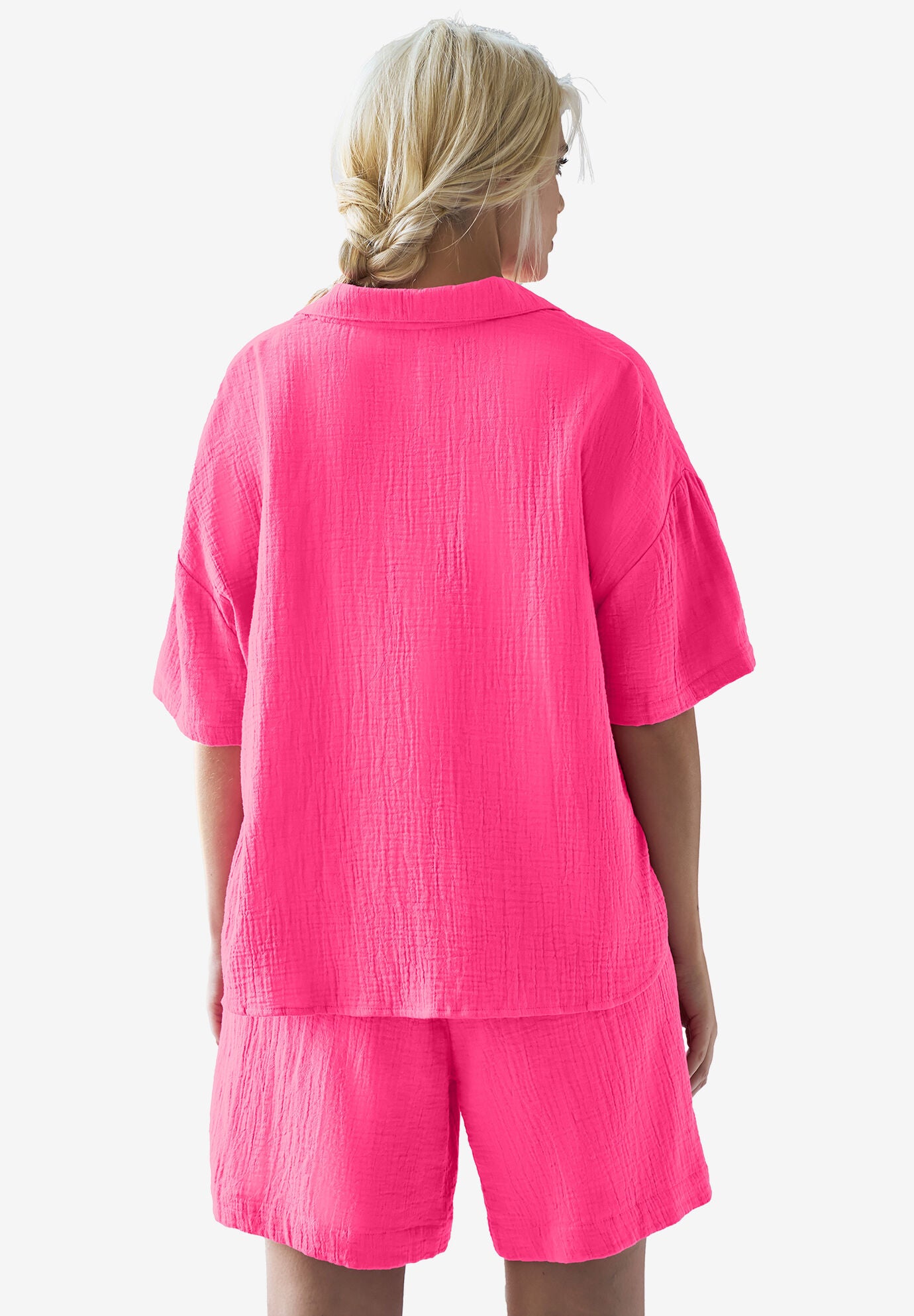 Pull-On Elastic Waist Gauze Shorts, RASPBERRY SORBET, on-hover image number 1