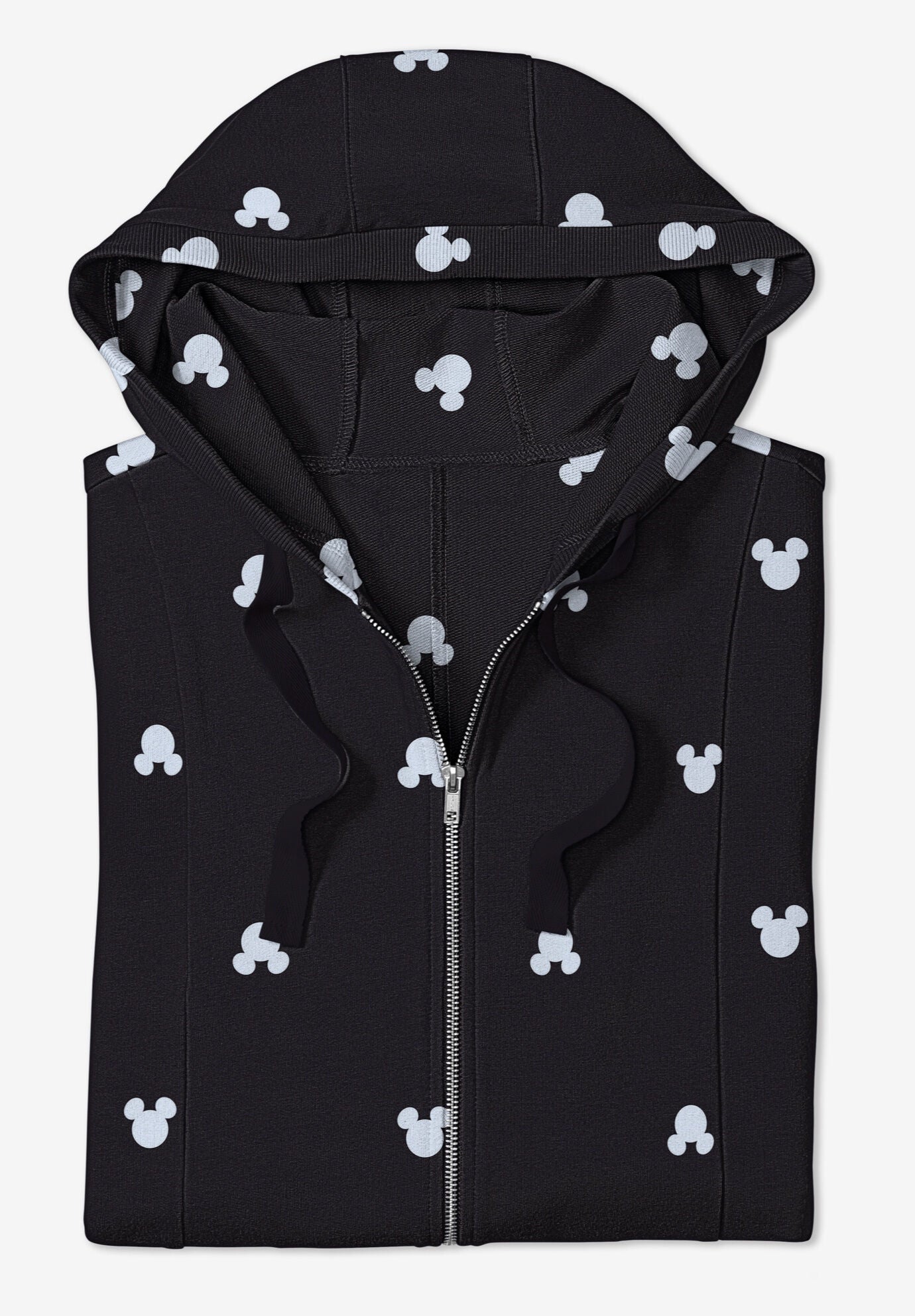 Disney Zip Up Fleece Hoodie Black Mickey Ears, , alternate image number 2