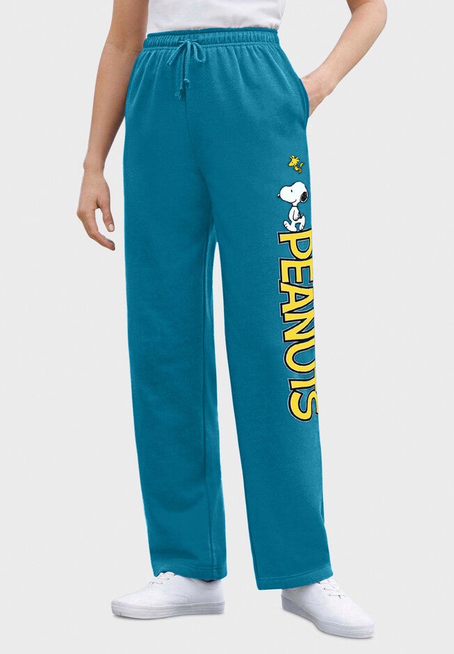 Peanuts Deep Teal Fleece Sweatpants, DEEP TEAL PEANUTS, hi-res image number 0