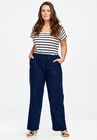 Linen Blend Drawstring Pants, , alternate image number null