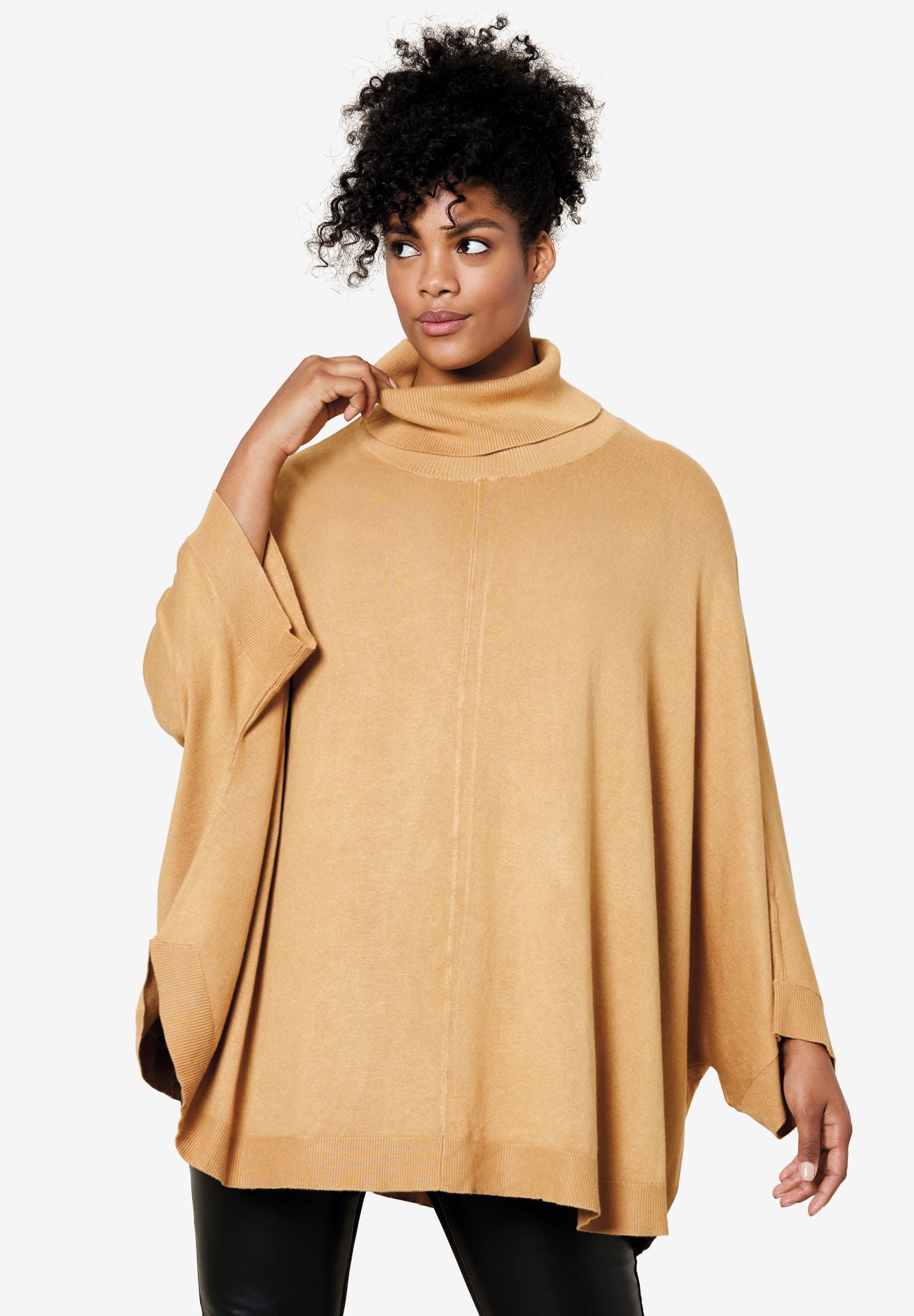 High neck poncho sweater top