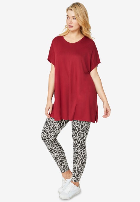 Leggings by ellos®, BEIGE BLACK PRINT, hi-res image number null