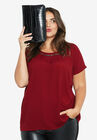 Jewel Embellished A-line Top, RICH BURGUNDY, hi-res image number null