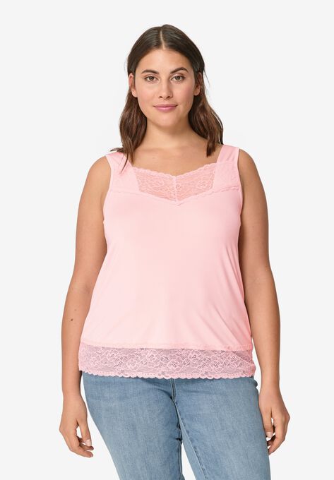 Lace-Trim Tank, PALE BLUSH, hi-res image number null