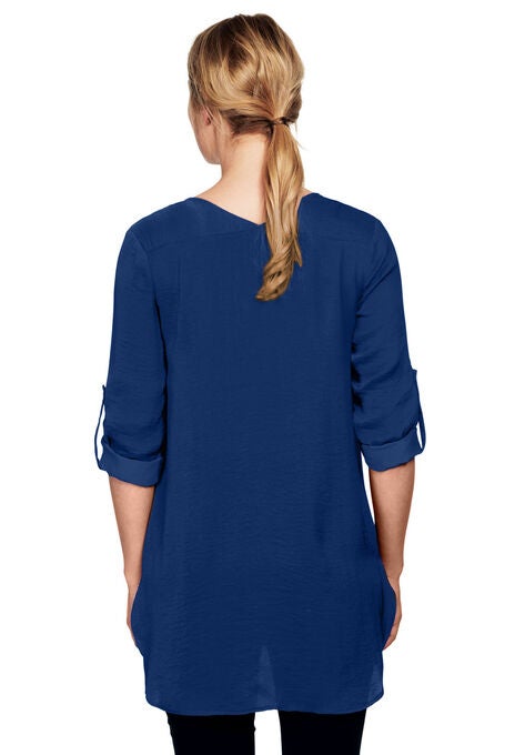 Zip-Front Sateen Tunic, , alternate image number null