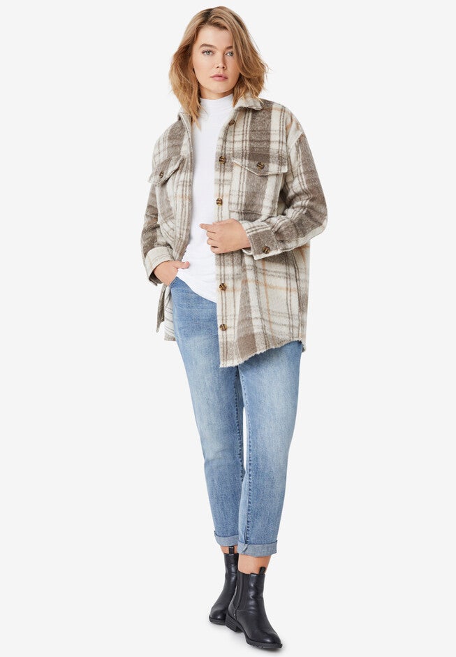 Plaid Wool-Blend Shirt Jacket, NEUTRAL PLAID, hi-res image number null