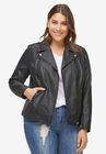Faux Leather Moto Jacket, BLACK, hi-res image number null