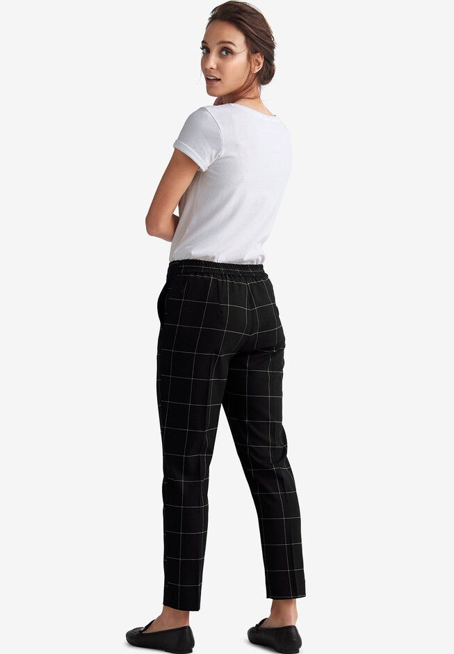 Slim Back Elastic Cropped Pants, , on-hover image number 1