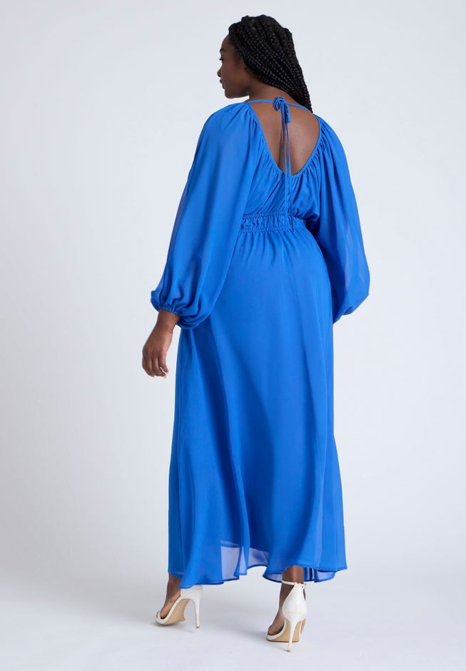 Chiffon Balloon Sleeve Maxi Dress image number 1