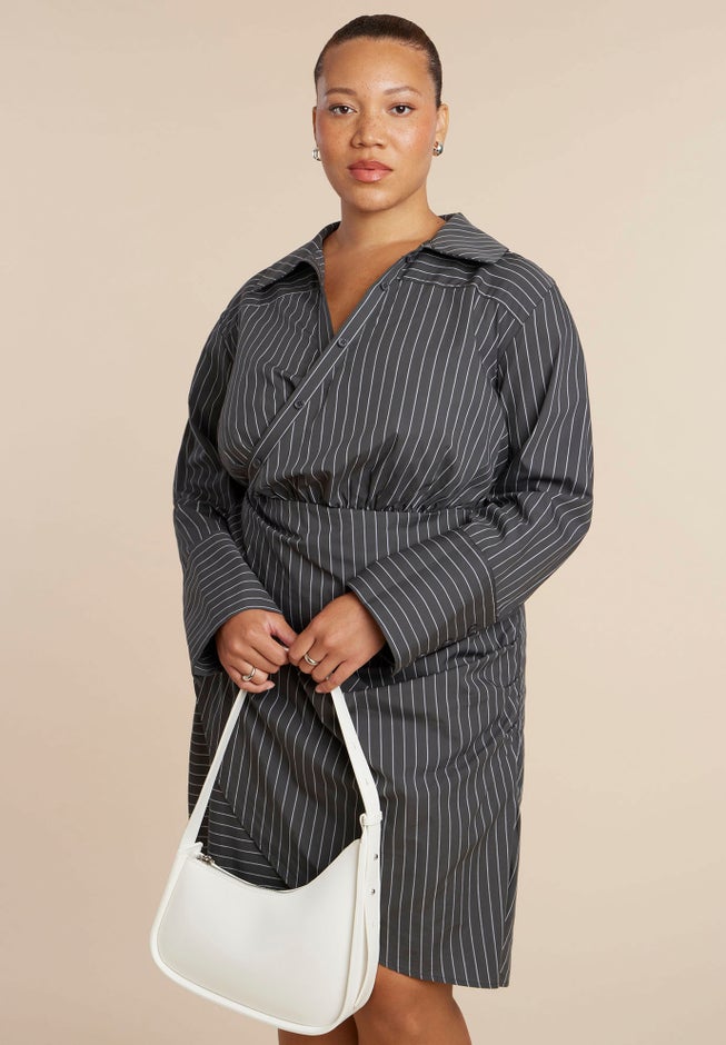 Asym Striped Shirt Dress image number 2