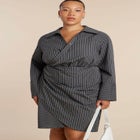 Asym Striped Shirt Dress image number null