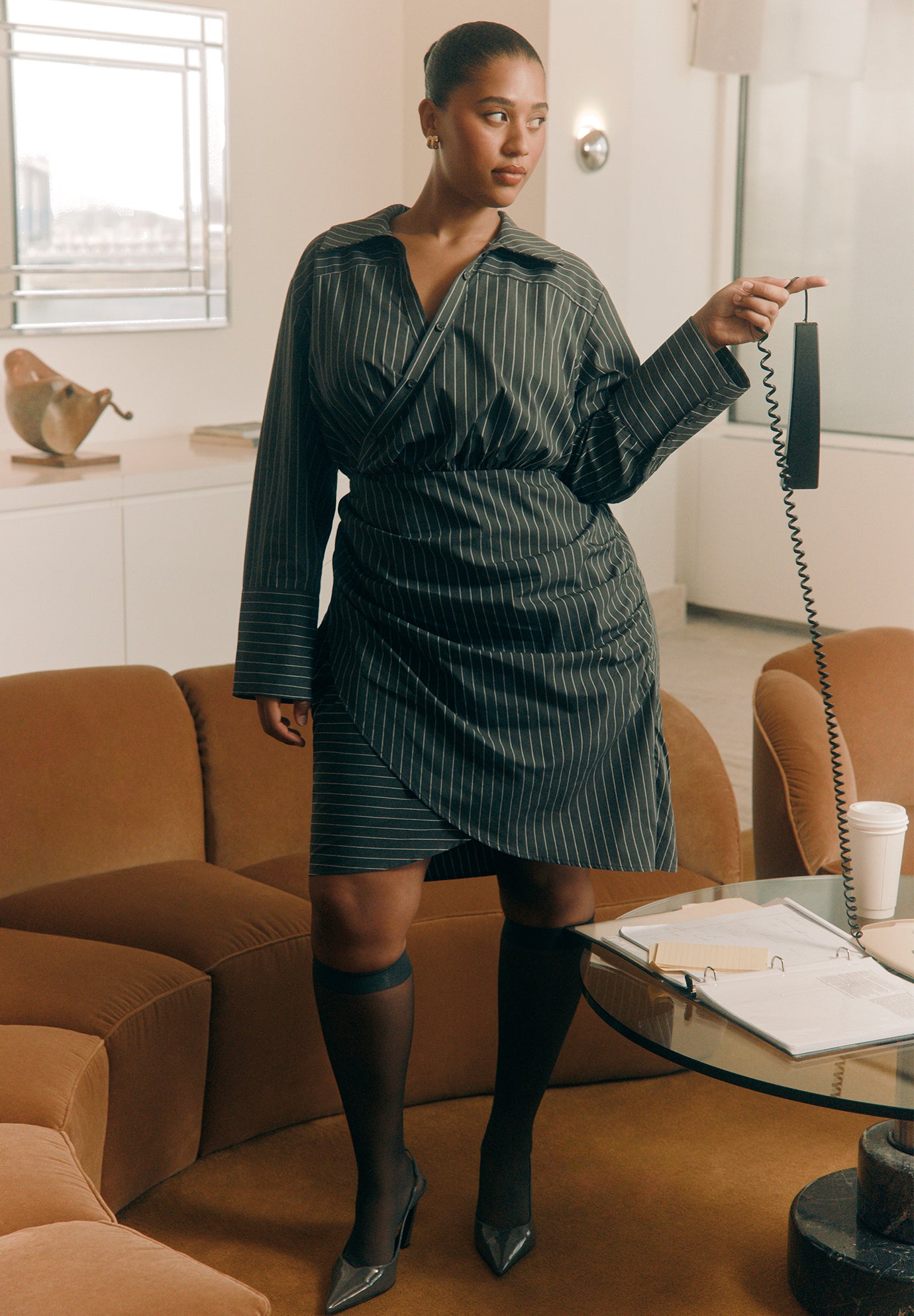 Asym Striped Shirt Dress image number 0