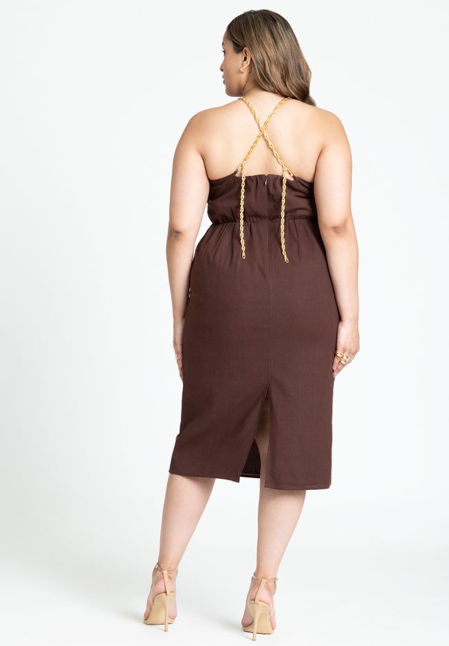 Chain Detail Midi Dress image number null