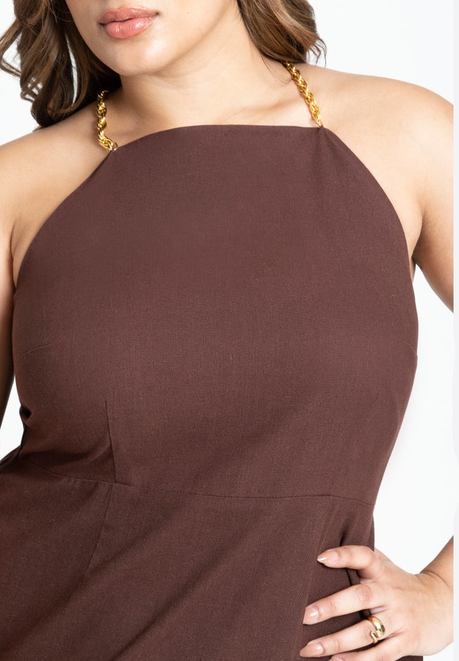 Chain Detail Midi Dress image number null