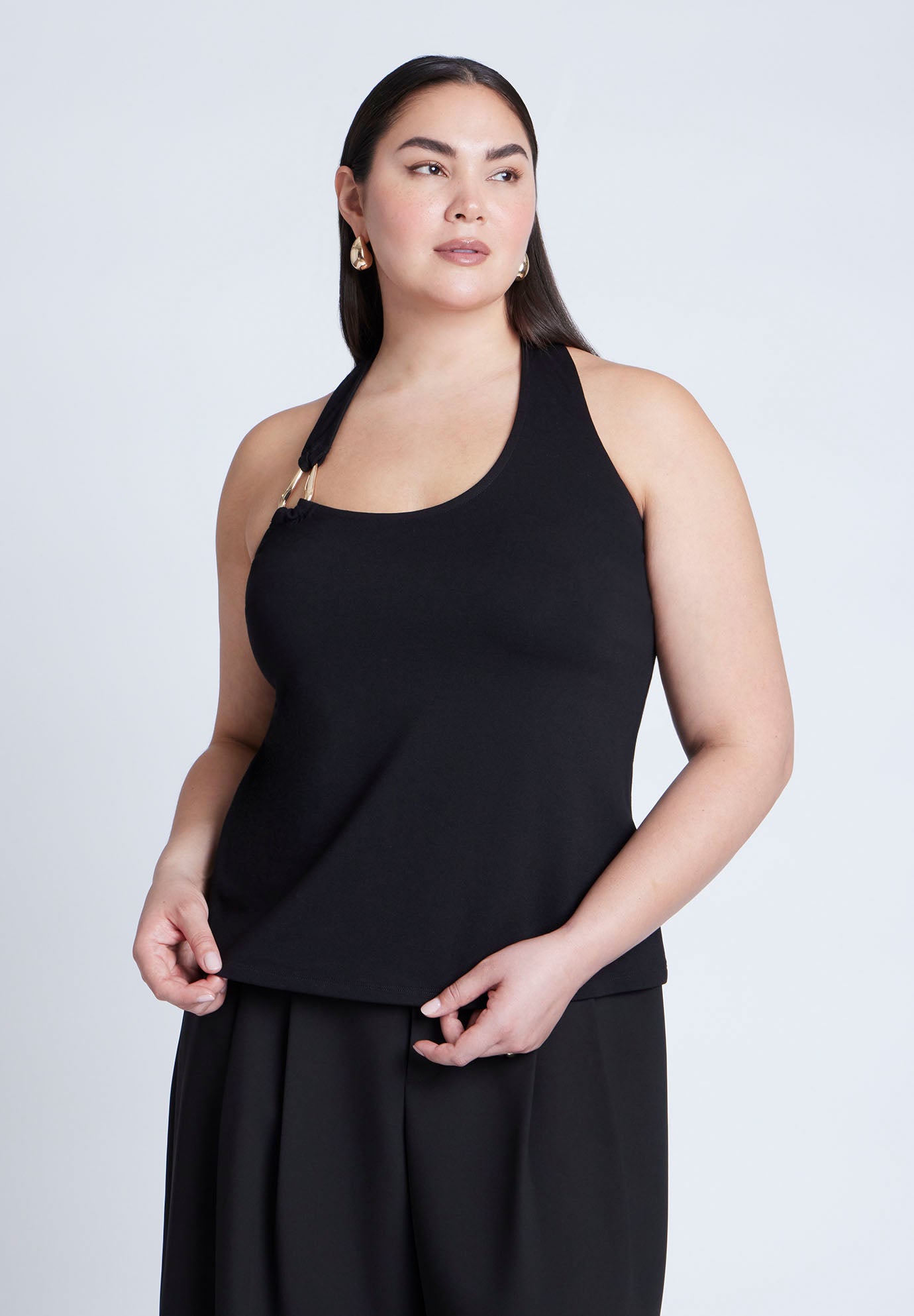 Asym Halter With Hardware Detail image number 0